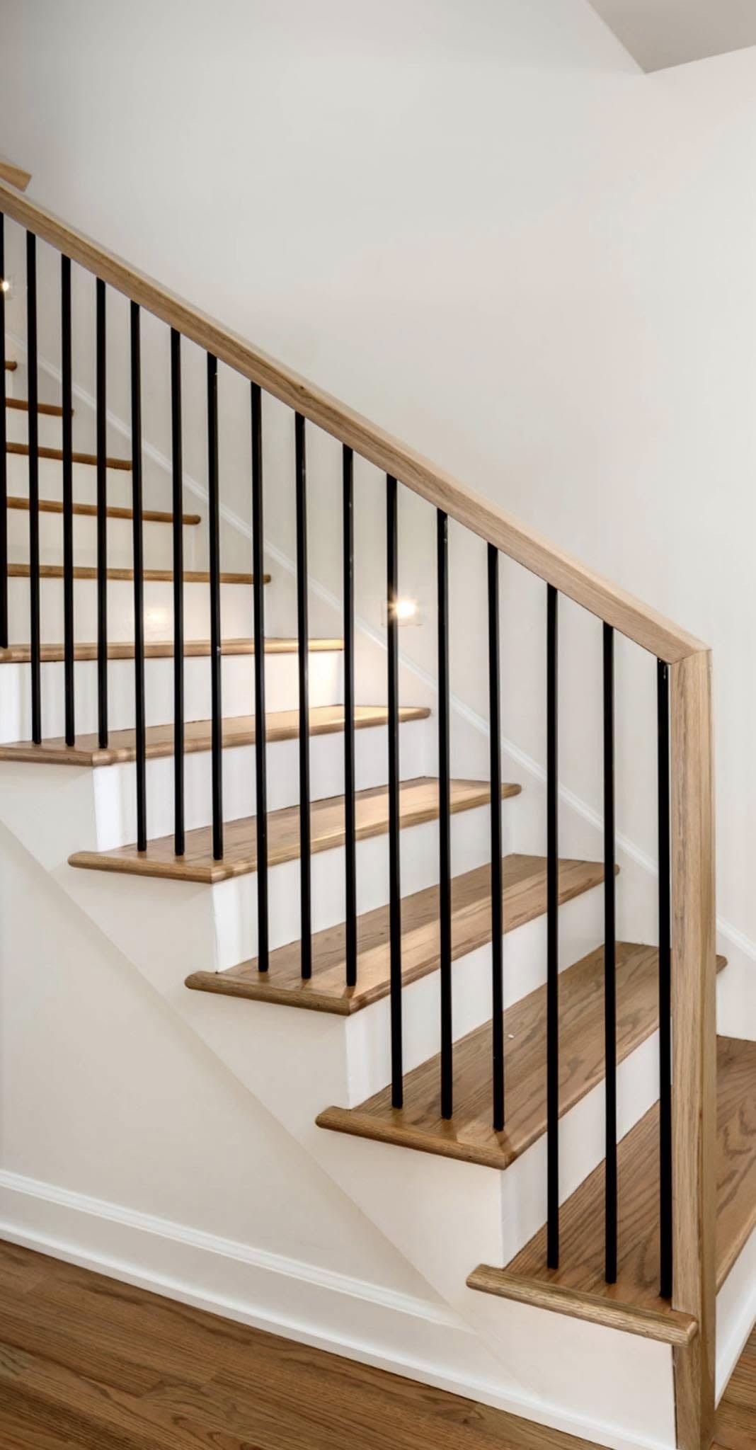 Open-Concept Floating Hardwood Staircase